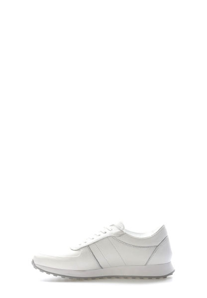 MirgeShoes Beyaz Bağcıklı Erkek Spor Sneaker Ayakkabı İçi Dışı Hakiki Deri MRG011081131773