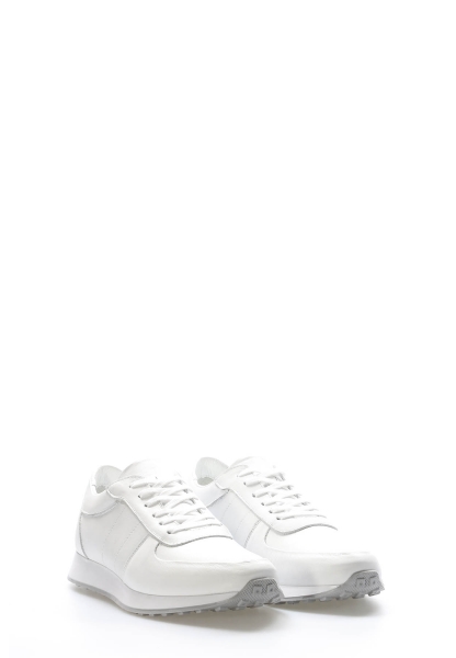 MirgeShoes Beyaz Bağcıklı Erkek Spor Sneaker Ayakkabı İçi Dışı Hakiki Deri MRG011081131773