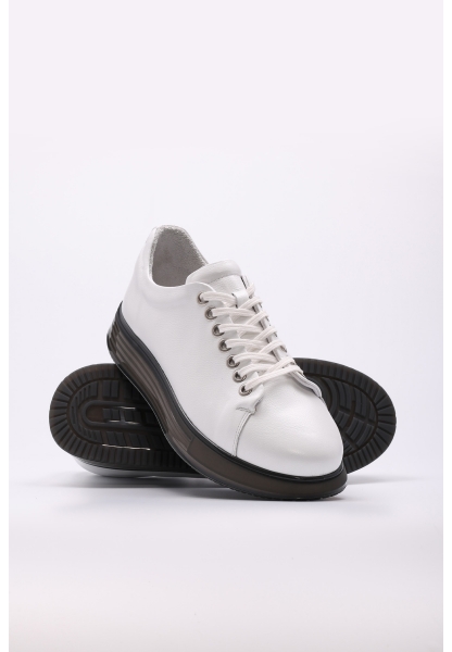 MirgeShoes Beyaz Bağcıklı Erkek Casual Ayakkabı İçi Dışı Hakiki Deri MRG01284131241218