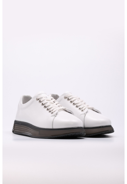 MirgeShoes Beyaz Bağcıklı Erkek Casual Ayakkabı İçi Dışı Hakiki Deri MRG01284131241218