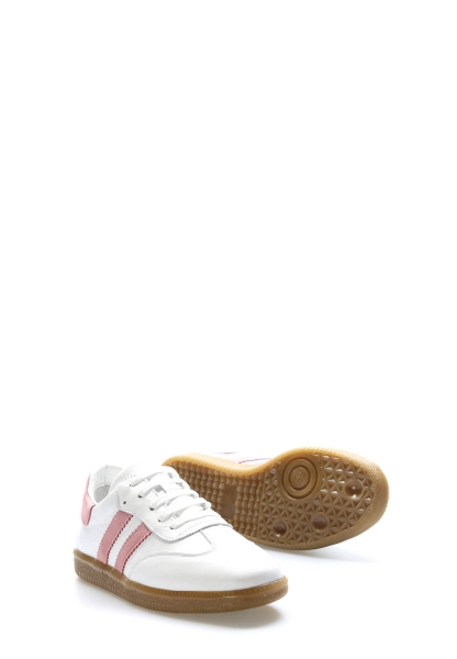 MirgeShoes Beyaz-Fuji Bağcıklı Kadın Casual Ayakkabı İçi Dışı Hakiki Deri MRG013122612541