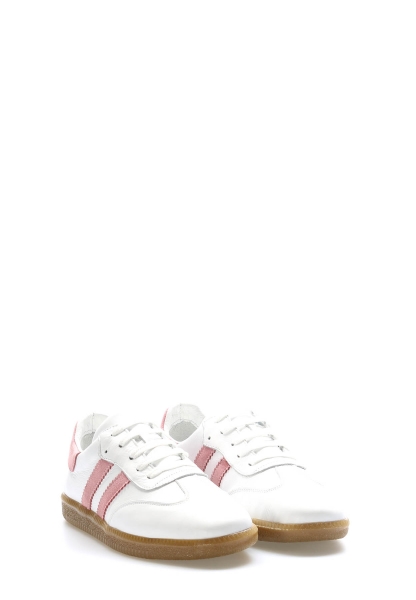 MirgeShoes Beyaz-Fuji Bağcıklı Kadın Casual Ayakkabı İçi Dışı Hakiki Deri MRG013122612541