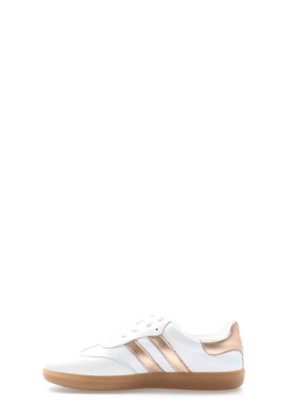 MirgeShoes İçi Dışı Hakiki Deri Beyaz Gold Kadın Casual Ayakkabı AH081822612429