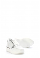 MirgeShoes Beyaz-Gümüş Bağcıklı Kadın Casual Ayakkabı İçi Dışı Hakiki Deri MRG0188726125299