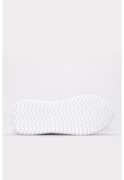 MirgeShoes Beyaz-Gümüş Bağcıklı Kadın Spor Ayakkabı İçi Dışı Hakiki Deri MRG012662619248