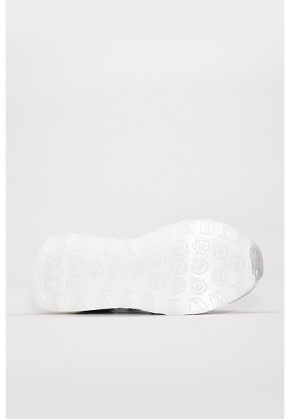 MirgeShoes Beyaz-Gümüş Bağcıklı Kadın Spor Ayakkabı İçi Dışı Hakiki Deri MRG0188726124268