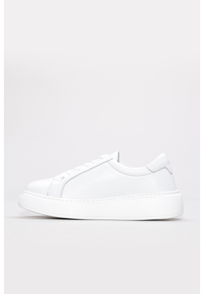 MirgeShoes Beyaz Bağcıklı Kadın Casual Ayakkabı İçi Dışı Hakiki Deri MRG012662613269