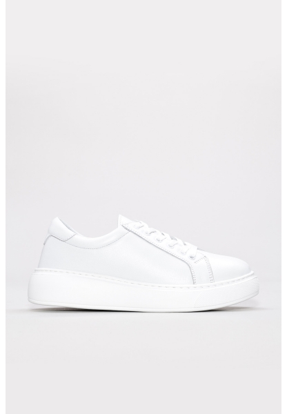 MirgeShoes Beyaz Bağcıklı Kadın Casual Ayakkabı İçi Dışı Hakiki Deri MRG012662613269