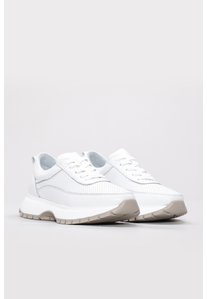 MirgeShoes Beyaz Bağcıklı Kadın Casual Ayakkabı İçi Dışı Hakiki Deri MRG01266261720