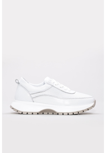 MirgeShoes Beyaz Bağcıklı Kadın Casual Ayakkabı İçi Dışı Hakiki Deri MRG01266261720