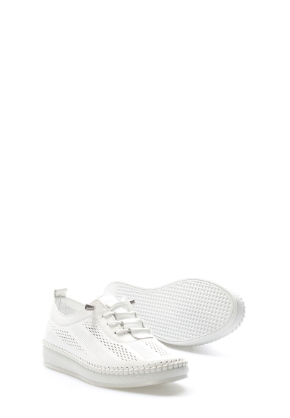 MirgeShoes İçi Dışı Hakiki Deri Beyaz Kadın Casual Ayakkabı AH081642612131