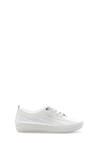 MirgeShoes İçi Dışı Hakiki Deri Beyaz Kadın Casual Ayakkabı AH081642612131