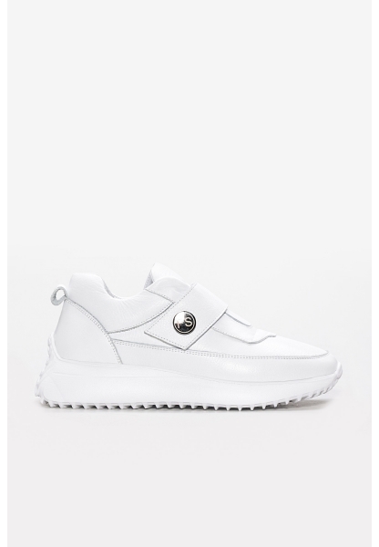 MirgeShoes Beyaz Bantlı Kadın Casual Ayakkabı İçi Dışı Hakiki Deri MRG0126626191227