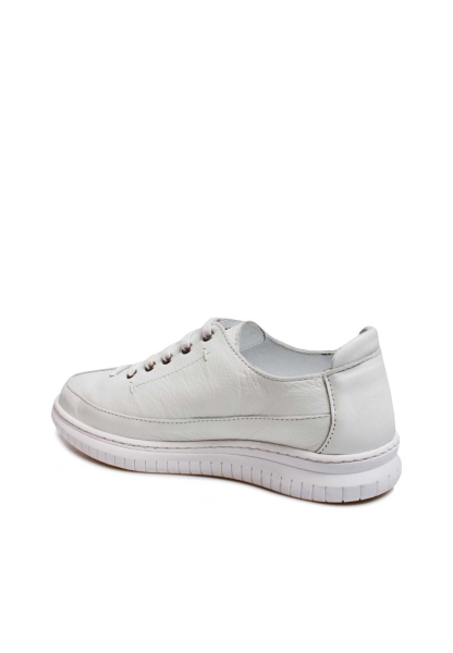 MirgeShoes Beyaz Bağcıklı Kadın Casual Ayakkabı İçi Dışı Hakiki Deri MRG01713261514