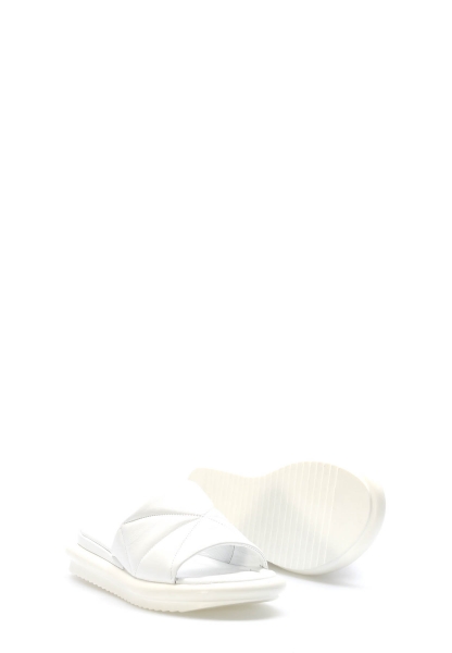 MirgeShoes Kadın Düz Terlik İçi Dışı Hakiki Deri Beyaz  MRG01357261151821