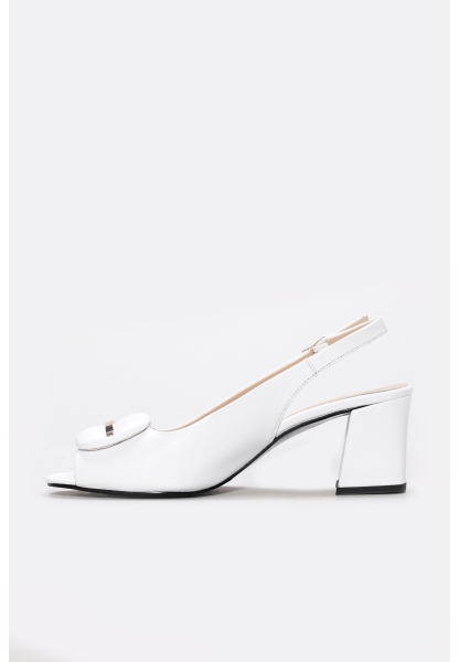 MirgeShoes Beyaz Kadın Kalın Topuklu Ayakkabı İçi Dışı Hakiki Deri MRG013452612737
