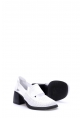 MirgeShoes Beyaz Kadın Kalın Topuklu Ayakkabı İçi Dışı Hakiki Deri MRG01347261751019