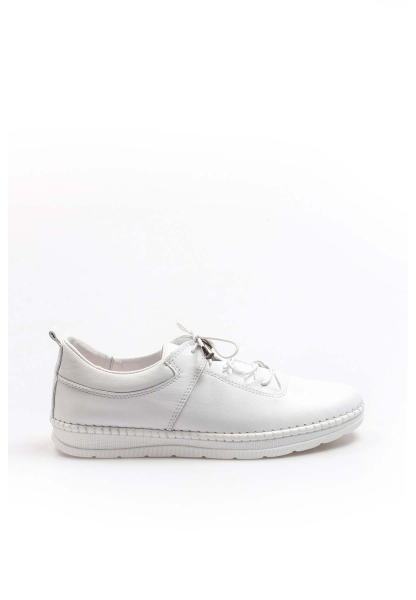 MirgeShoes Beyaz Bağcıklı Kadın Casual Ayakkabı İçi Dışı Hakiki Deri MRG011064261217