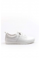 MirgeShoes Beyaz Bağcıklı Kadın Casual Ayakkabı İçi Dışı Hakiki Deri MRG011064261217