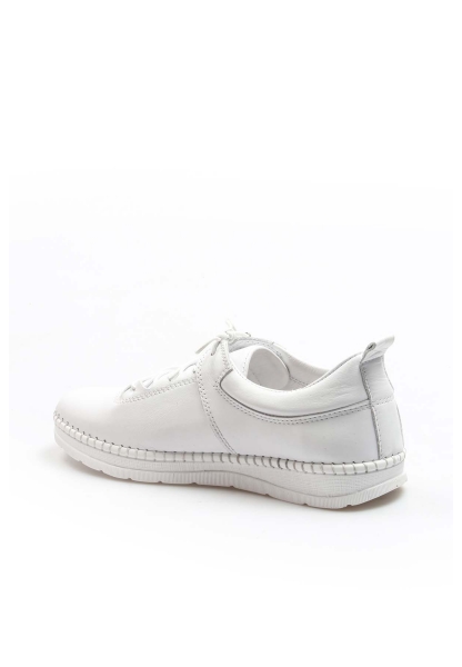 MirgeShoes Beyaz Bağcıklı Kadın Casual Ayakkabı İçi Dışı Hakiki Deri MRG011064261217