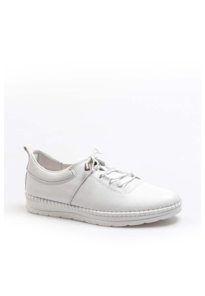 MirgeShoes Beyaz Bağcıklı Kadın Casual Ayakkabı İçi Dışı Hakiki Deri MRG011064261217