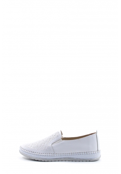 MirgeShoes Beyaz Bağcıksız Kadın Casual Ayakkabı İçi Dışı Hakiki Deri MRG012692616218