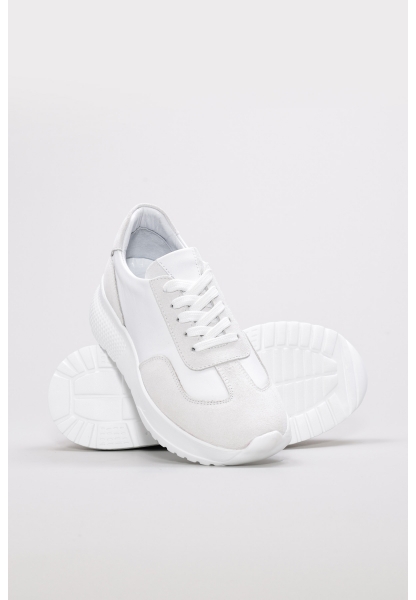 MirgeShoes Beyaz Bağcıklı Kadın Spor Ayakkabı İçi Dışı Hakiki Deri MRG0111122611267