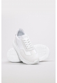 MirgeShoes Beyaz Bağcıklı Kadın Spor Ayakkabı İçi Dışı Hakiki Deri MRG0111122611267