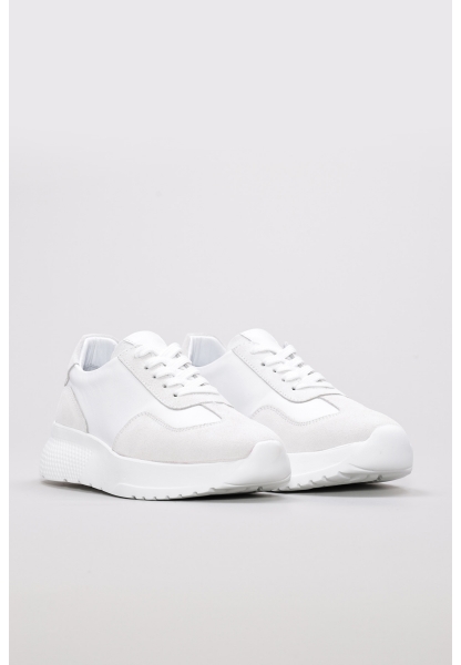 MirgeShoes Beyaz Bağcıklı Kadın Spor Ayakkabı İçi Dışı Hakiki Deri MRG0111122611267