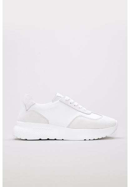MirgeShoes Beyaz Bağcıklı Kadın Spor Ayakkabı İçi Dışı Hakiki Deri MRG0111122611267
