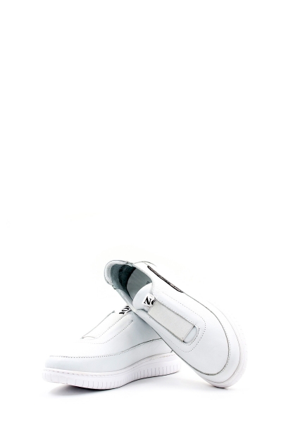 MirgeShoes Beyaz Bağcıksız Kadın Spor Sneaker Ayakkabı İçi Dışı Hakiki Deri MRG017132614240