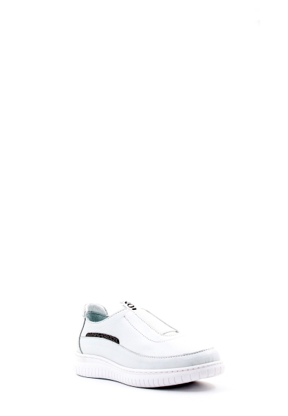 MirgeShoes Beyaz Bağcıksız Kadın Spor Sneaker Ayakkabı İçi Dışı Hakiki Deri MRG017132614240