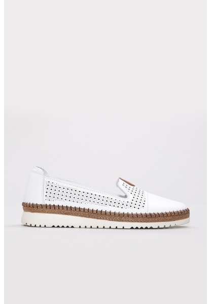 MirgeShoes Beyaz Bağcıksız Kadın Casual Ayakkabı İçi Dışı Hakiki Deri MRG012692615218