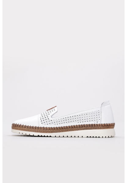 MirgeShoes Beyaz Bağcıksız Kadın Casual Ayakkabı İçi Dışı Hakiki Deri MRG012692615218