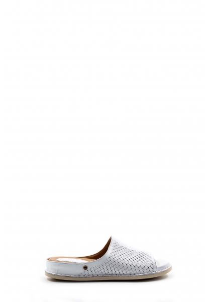 MirgeShoes Kadın Terlik İçi Dışı Hakiki Deri Beyaz  MRG018632611129