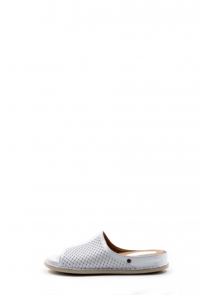 MirgeShoes Kadın Terlik İçi Dışı Hakiki Deri Beyaz  MRG018632611129