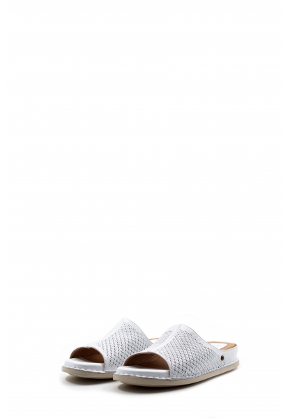 MirgeShoes Kadın Terlik İçi Dışı Hakiki Deri Beyaz  MRG018632611129