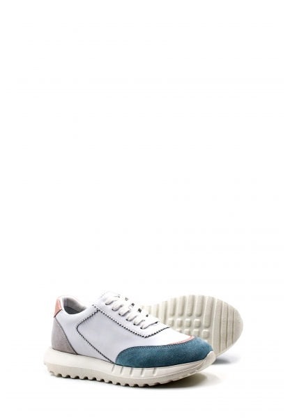 MirgeShoes Beyaz-Kot Bağcıklı Kadın Spor Ayakkabı İçi Dışı Hakiki Deri MRG011392610848