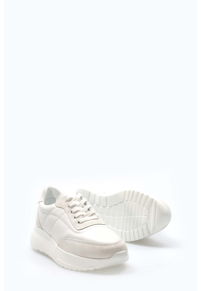 MirgeShoes Beyaz Bağcıklı Kadın Casual Ayakkabı İçi Dışı Hakiki Deri MRG0111122611218