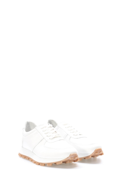 MirgeShoes Beyaz Bağcıklı Erkek Spor Sneaker Ayakkabı İçi Dışı Hakiki Deri MRG01284131925
