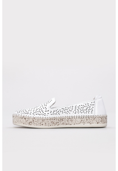 MirgeShoes Beyaz Bağcıksız Kadın Casual Ayakkabı İçi Dışı Hakiki Deri MRG012692612218