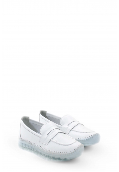 MirgeShoes Beyaz Bağcıksız Kadın Casual Ayakkabı İçi Dışı Hakiki Deri MRG01739261957