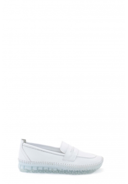 MirgeShoes Beyaz Bağcıksız Kadın Casual Ayakkabı İçi Dışı Hakiki Deri MRG01739261957
