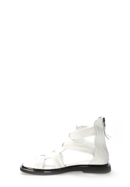 MirgeShoes Kadın Sandalet İçi Dışı Hakiki Deri Beyaz   MRG01254261333