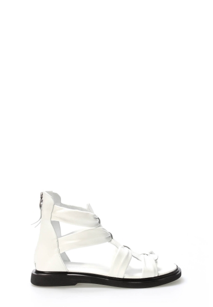 MirgeShoes Kadın Sandalet İçi Dışı Hakiki Deri Beyaz   MRG01254261333