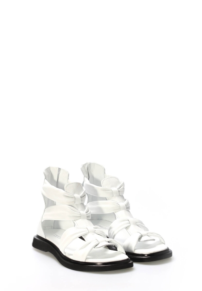 MirgeShoes Kadın Sandalet İçi Dışı Hakiki Deri Beyaz   MRG01254261333