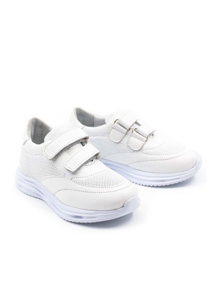MirgeShoes Beyaz Unisex Çocuk Cırtcırtlı Ayakkabı İçi Dışı Hakiki Deri MRG0128624314226