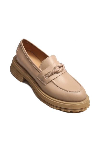 MirgeShoes Bisküvi Bağcıksız Kadın Casual Ayakkabı İçi Dışı Hakiki Deri MRG0110952613212