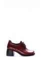 MirgeShoes Bordo Kadın Kalın Topuklu Ayakkabı İçi Dışı Hakiki Deri MRG013472611018