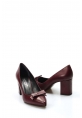 MirgeShoes Bordo Kadın Klasik Kalın Topuklu Ayakkabı İçi Dışı Hakiki Deri MRG011492618181